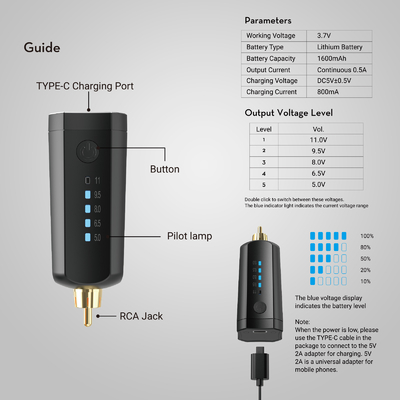 Solong 1600 Mah Tattoo batteria wireless PCA Tattoo batteria pacchetto